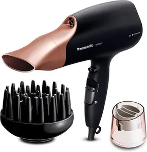 Panasonic EH-NA65CN895 Nanoe Hair Dryer With Diffuser, Quick Dry & Styling Nozzle - Visibly Improved Shine (Rose Gold), Gifts For Women