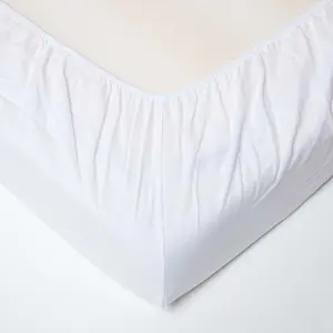 Homescapes White Linen Deep Fitted Sheet, Single