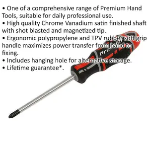 Premium Pozi Screwdriver 2 x 100mm with Magnetic Tip and Ergonomic Grip