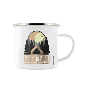 Grindstore Im Going Camping Enamelled Mug White (One Size)