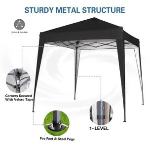 MCC Direct 2X2 Pop up Black Gazebo with Sides