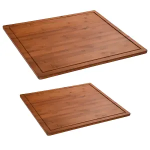 simpa 2PC Organic Bamboo Pre-Oiled Double Sided Chopping Board Set.