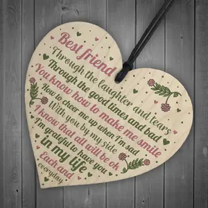 Red Ocean Friendship Sign Best Friend Plaque Gift Shabby Chic Wooden Heart Thank You Keepsake Sign