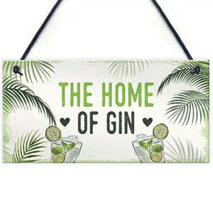 Red Ocean Gin Sign Funny Gin Gift Home Bar Sign For Garden Summer House Gifts