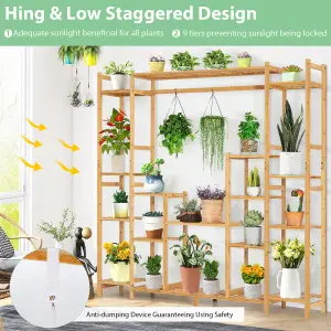 Costway 9-Tier Bamboo Plant Holder Stand Plant Shelf Storage Organizer Display Rack