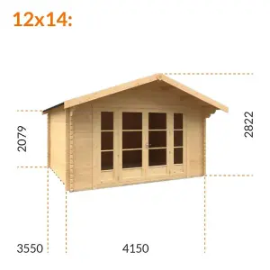 12ft x 14ft (3550mm x 4150mm) Horsforth "The Connecticut" 44mm Log Cabin With 2 Windows