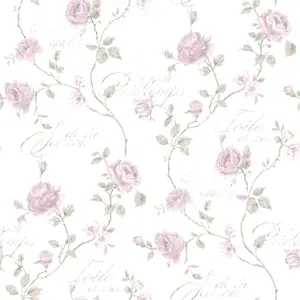 Galerie Vintage Roses Pink Green White Trailing Rose Smooth Wallpaper