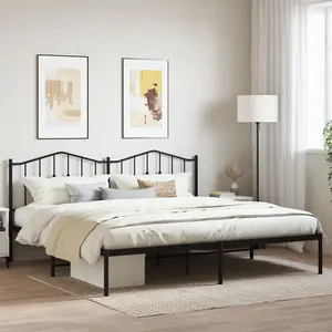 Berkfield Metal Bed Frame without Mattress with Headboard Black 193x203cm