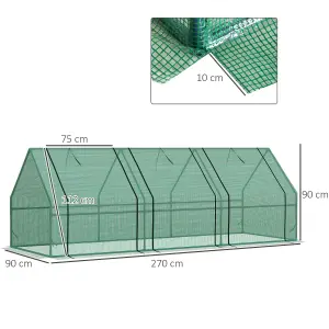 Outsunny Mini Greenhouse Garden Planter Zipper Doors Portable 270 x 90 x 90cm