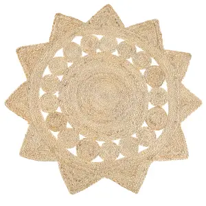 Round Jute Area Rug 120 cm Beige ARABAN