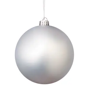 Silver effect Plastic Round Christmas bauble set, Set of 4 (D) 100mm