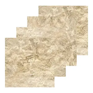 Floor Tiles Self Adhesive Vinyl Flooring Kitchen Bathroom Beige Marble Stone - Pack of 4 (0.37sqm)