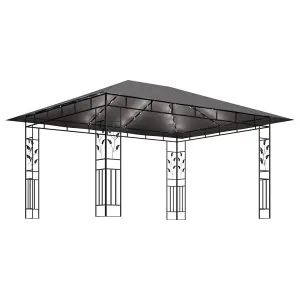 Berkfield Gazebo with Mosquito Net&LED String Lights 4x3x2.73m Anthracite