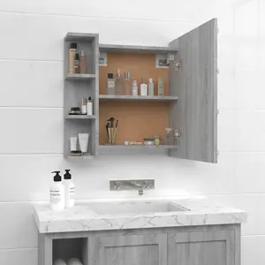 Berkfield Mirror Cabinet with LED Grey Sonoma 70x16.5x60 cm