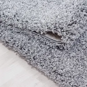 Abaseen 160x230 cm Silver Shaggy Rug - Soft Touch Thick Pile Modern Rugs - Washable Area Rugs for Home and Office