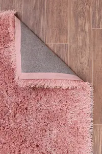 Blush Modern Plain Shaggy Sparkle Rug for Bedroom & Living Room-120cm X 170cm