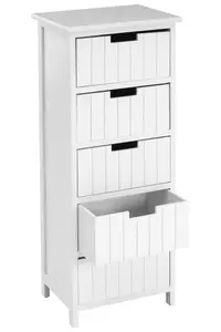 Interiors by Premier New England White Mdf 5 Drawers Chest, Delivered Fully Assmbled