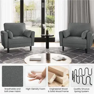 Yaheetech Oversized Armchair Single Sofa with 2 Pillows - Dark Grey