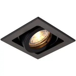 4 PACK Single Recessed Boxed Downlight - 50W GU10 Reflector - Matt Black