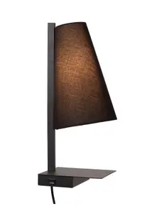 Lucide GREGORY - Bedside lamp - 1xE27 - With USB charging point - Black