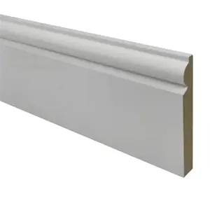 PACK OF 15 (Total 15 Units) - 18mm x 144mm White Primed MDF Torus Skirting Board - 4400mm Length