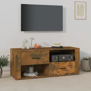 Berkfield TV Cabinet Smoked Oak 100x35x40 cm Engineered Wood