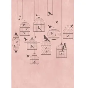 AS Creation Bird Cage Animals Pink Wallpaper Feature Wall Mural 159 x 280cm