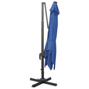 Berkfield Cantilever Umbrella with Pole and LED Lights Azure Blue 300 cm