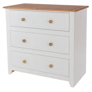 White 3 drawer chest of drawers, Capri furniture range