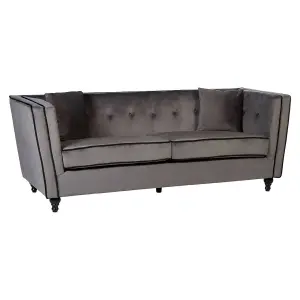 Interiors by Premier Ferris Grey Velvet 3 Seat Sofa