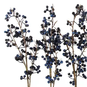 6 x 70cm Artificial Blue Christmas Berry Spray