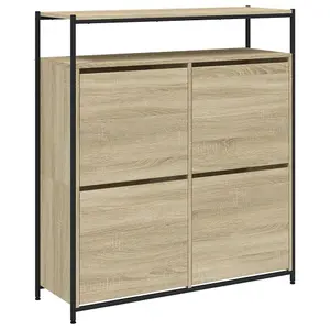 Berkfield Shoe Cabinet with 4 Flip-Drawers Sonoma Oak 100x34x112 cm