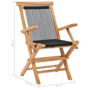 Berkfield Folding Garden Chairs 2 pcs Solid Teak Wood and Rope