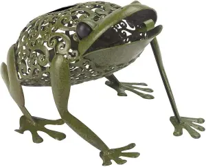 Solar Garden Frog Ornament Silhouette Outdoor Light Decor Animal Novelty Pond