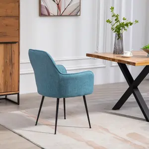 Set of 2 Carrara Fabric Dining Chairs - Teal