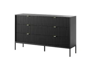 Elegant Nova Chest of Drawers H830mm W1540mm D390mm in Black Matt - Modern Storage Solution