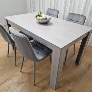 Dining Table and 4 Chairs  Grey 4  Grey Velvet Chairs Wood Dining Set Furniture