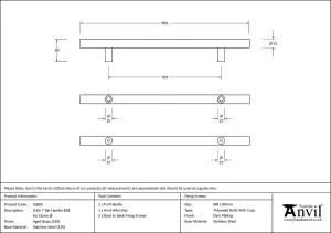 From The Anvil Aged Brass (316) 0.9m T Bar Handle B2B 32mm Dia.
