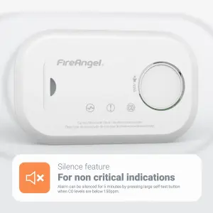 FireAngel FA6813 Wireless Standalone Carbon monoxide Alarm set with Replaceable battery, Pack of 2