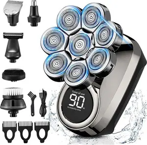 Electric Head Shaver For Men, 8D Upgraded 6-In-1 Bald Waterproof Wet/Dry Razor Beard Grooming Kit Cordless Rechargeable