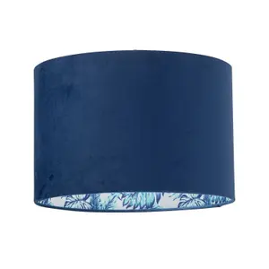 First Choice Lighting Set of 2 Parrot Velvet Blue Parrot Design 30cm Pendant or Table Lamp Shades