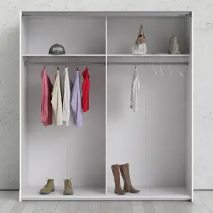 Verona Sliding Wardrobe 180cm in White with White and Oak doors with 2 Shelves