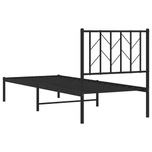 Berkfield Metal Bed Frame without Mattress with Headboard Black 75x190cm