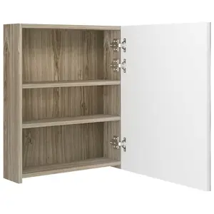 Berkfield LED Bathroom Mirror Cabinet White and Oak 50x14x60 cm