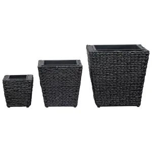 Berkfield Garden Raised Beds 3 pcs Water Hyacinth Black