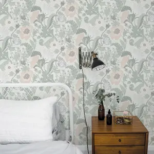 Galerie Apelviken 2 White Lightgreen Anemone Smooth Wallpaper