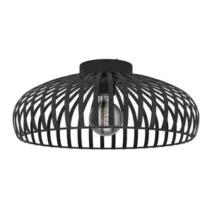 EGLO Mogano 3 Wireframe Black Flush Ceiling Light 43 cm