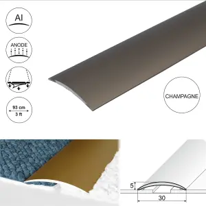 A03 30mm Anodised Aluminium Self Adhesive Door Threshold Strip - Champagne, 0.93m