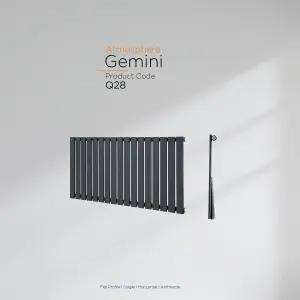 Warmhaus GEMINI Flat profile single panel horizontal radiator in anthracite 600 (h) x 1254 (w)