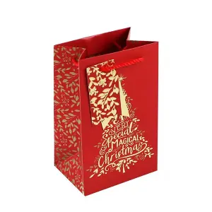 Eurowrap Magical Embossed Christmas Perfume Bag (Pack of 12) Red/Gold (One Size)